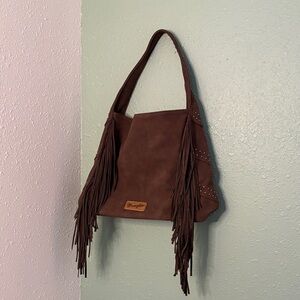 Wrangler Chocolate Fringe Shoulder Bag